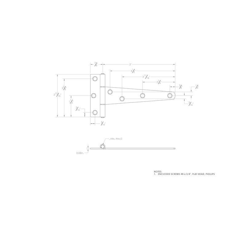 Ace 5 in. L Zinc-Plated Light Duty T Hinge 2 pk, Pack of 5
