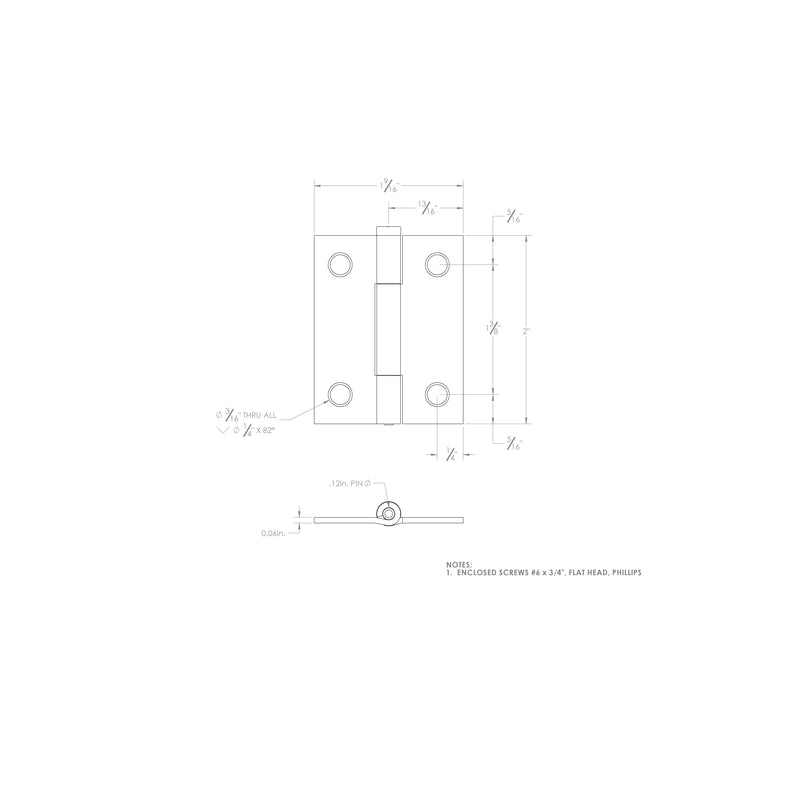 Ace 2.75 in. W X 2 in. L Bright Brass Gold Brass Narrow Hinge 2 pk, Pack of 5