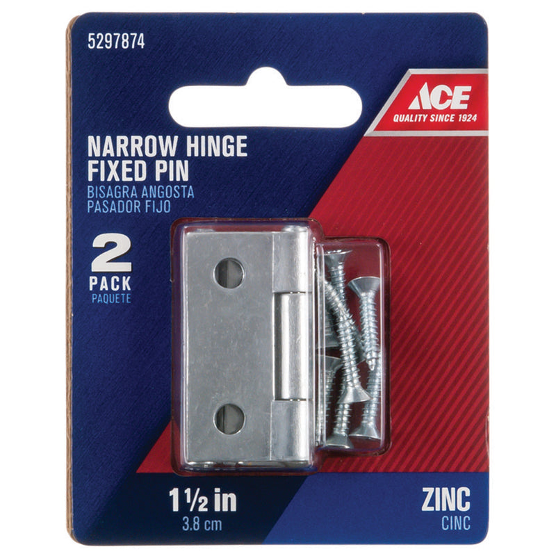Ace 1-7/16 in. W X 1-1/2 in. L Zinc Plated Zinc Narrow Hinge 2 pk, Pack of 5