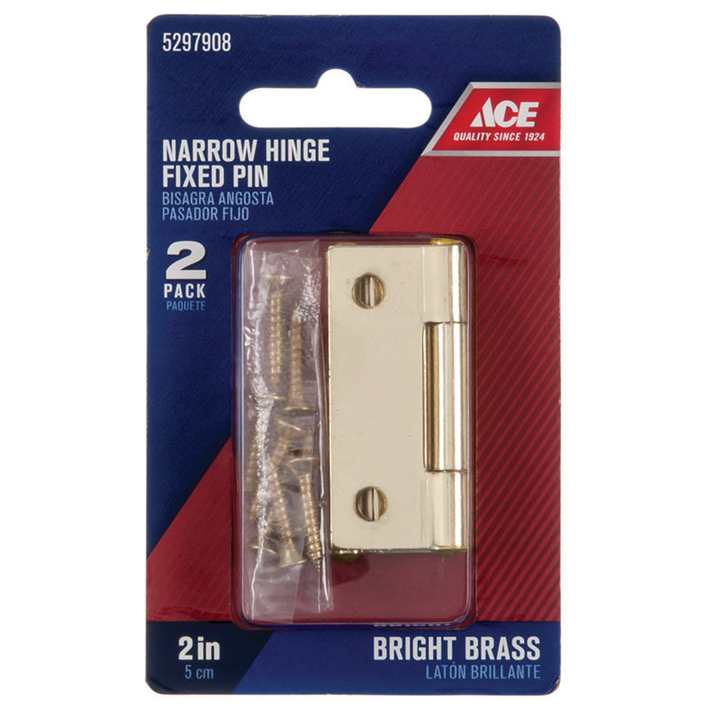 Ace 2.75 in. W X 2 in. L Bright Brass Brass Narrow Hinge 2 pk, Pack of 5