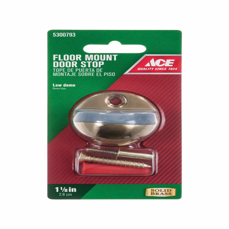 Ace 1 in. W Solid Brass w/Rubber Stop Gold Door Stop Mounts to floor 1/4 in.
