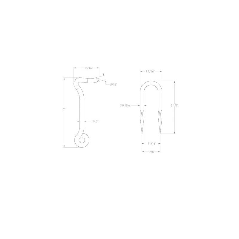Ace 0.44 in. L Zinc Wire Staple Gate Hook 1 pk, Pack of 5