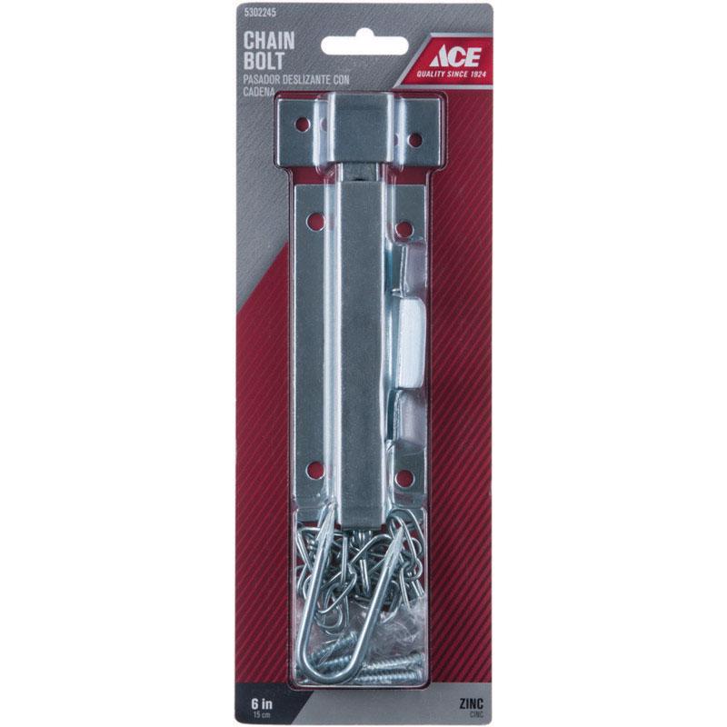 Ace 6 in. L Zinc Chain Bolt