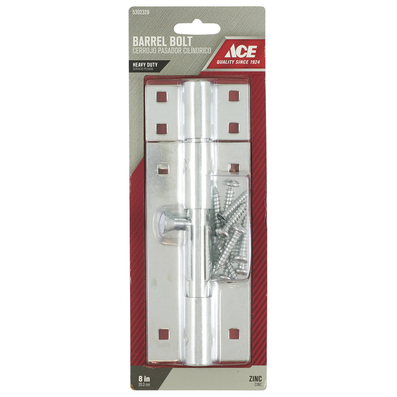 Ace 8 in. L Zinc-Plated Steel Barrel Bolt 1 pk