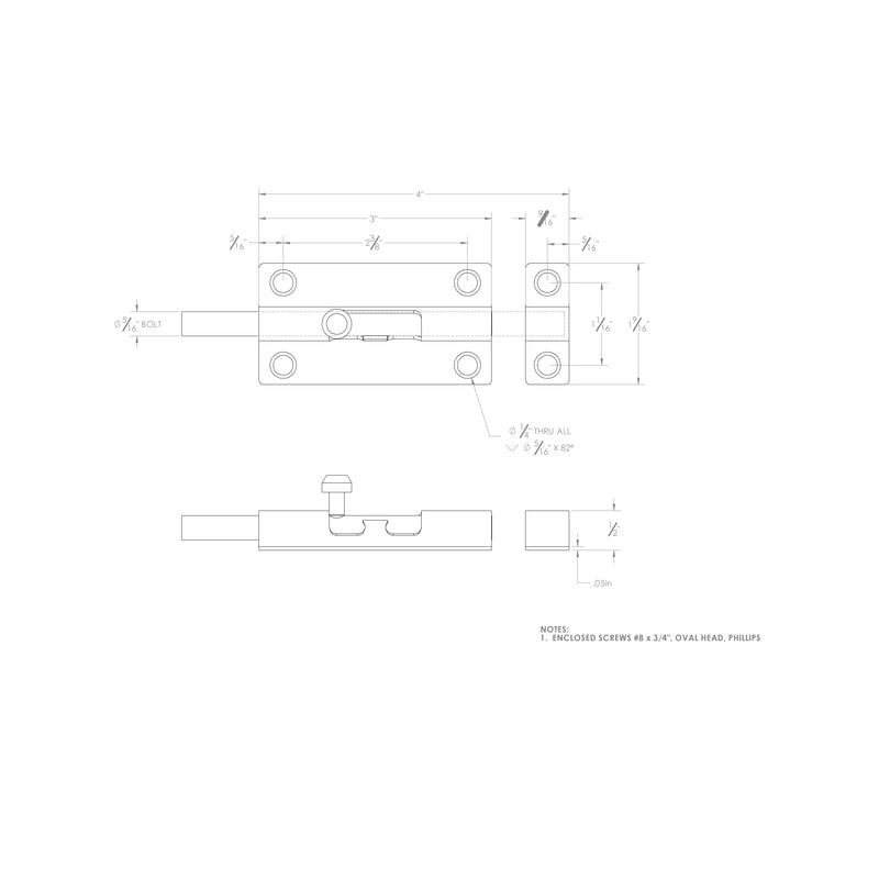 Ace 4 in. L Brass-Plated Steel Barrel Bolt 1 pk
