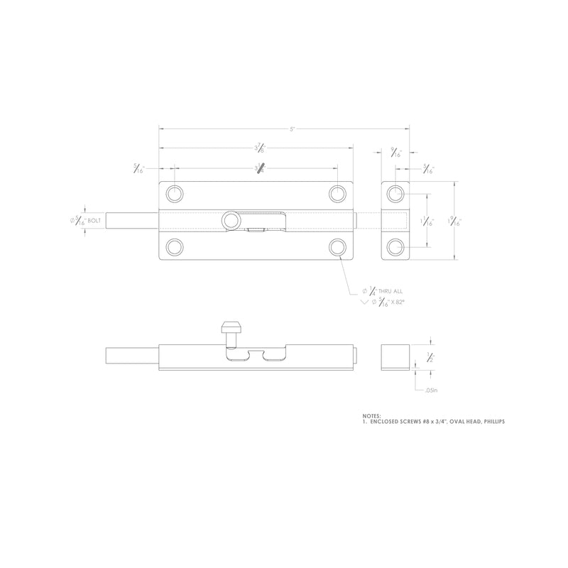 Ace 5 in. L Brass-Plated Steel Barrel Bolt 1 pk