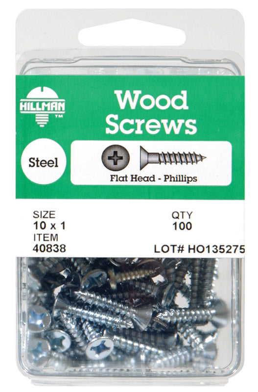 HILLMAN No. 8 X 2-1/2 in. L Phillips Zinc-Plated Coarse Wood Screws 50 pk, Pack of 5