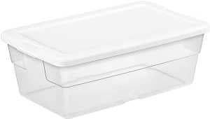 Sterilite 16428012 Storage Box, Plastic, Clear/White, 13-5/8 in L, 8-1/4 in W, 4-7/8 in H, Pack of 12
