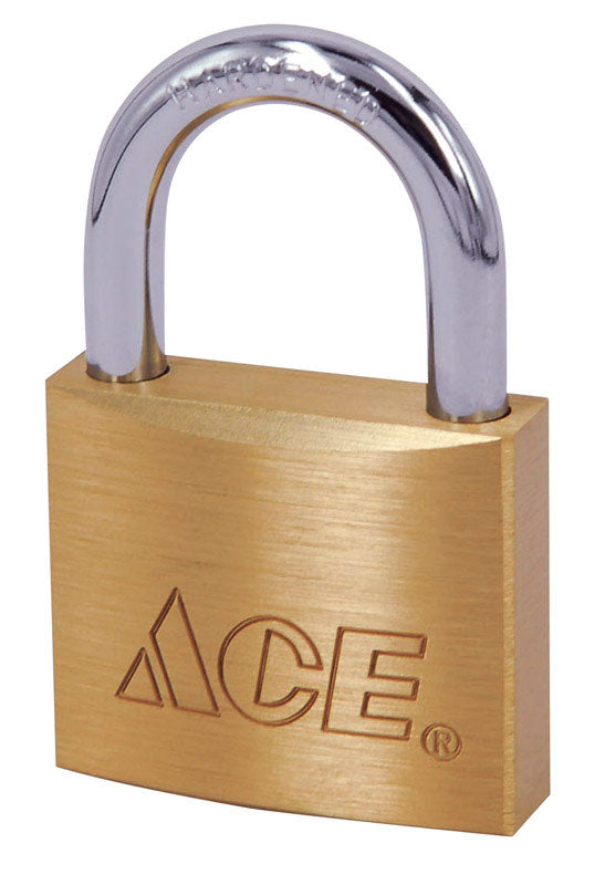 Ace 1-1/16 in. H X 1-1/8 in. W X 7/16 in. L Brass Double Locking Padlock