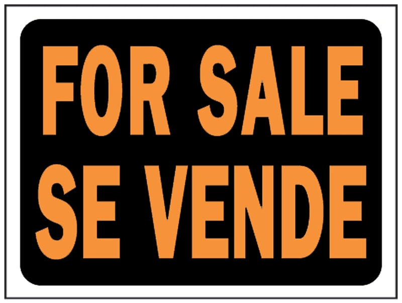 Hy-Ko Hy-Glo Series 3064 Identification Sign, FOR SALE SE VENDE, Fluorescent Orange Legend, Black Background, Plastic, Pack of 10