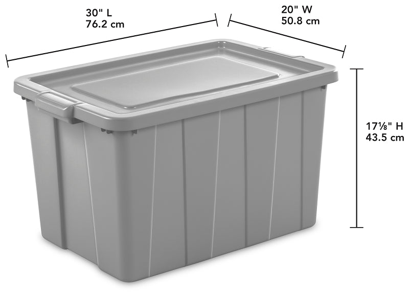 Sterilite 16796A04 Storage Tote, Polyethylene, Cement, 30 in L, 20 in W, 17-1/8 in H