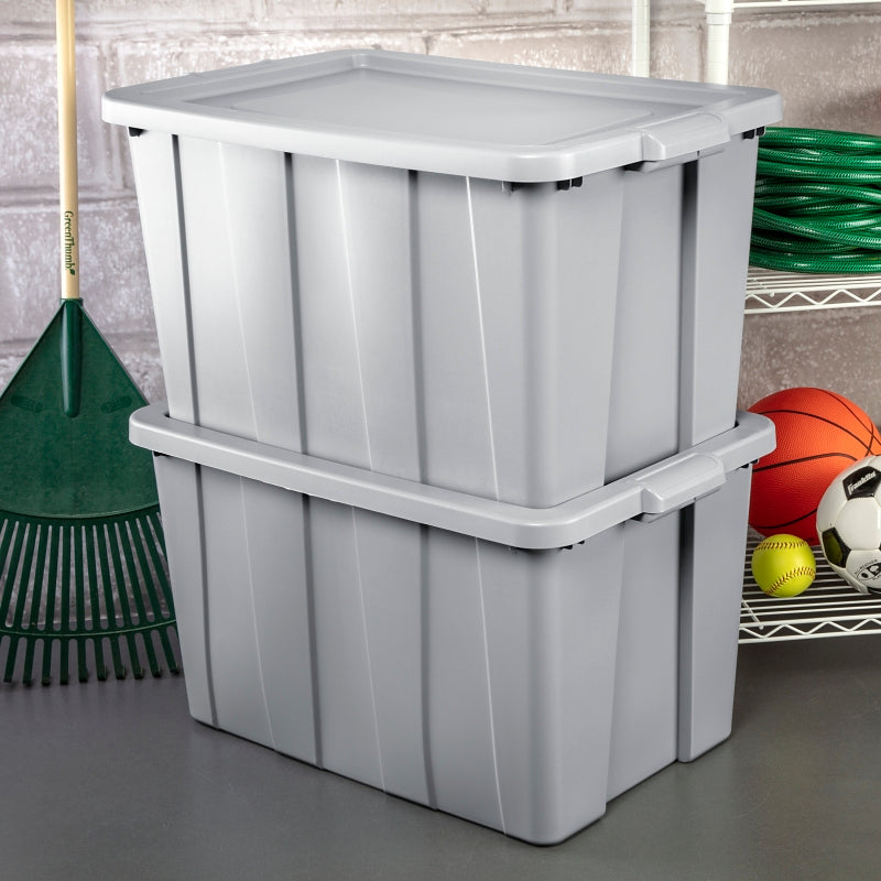 Sterilite 16796A04 Storage Tote, Polyethylene, Cement, 30 in L, 20 in W, 17-1/8 in H