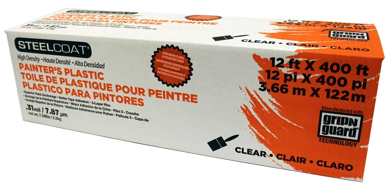 Petoskey Plastics P9941-07 Masking Paper, 400 ft L, 12 ft W, 0.31 mil Thick, Clear