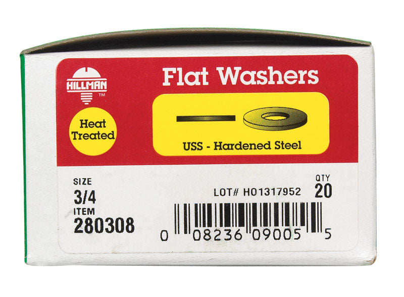 HILLMAN Yellow Dichromate Steel 3/4 in. USS Flat Washer 20 pk
