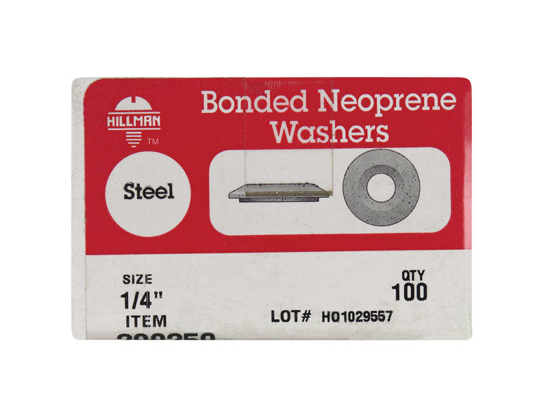 HILLMAN Zinc-Plated Steel 1/4 in. Bonded Neoprene Washer 100 pk