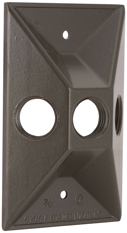 Bell Outdoor 5189-2 Cover, 4-19/32 in L, 2-27/32 in W, Rectangular, 1-Gang, Aluminum, Bronze, Powder-Coated