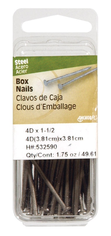 HILLMAN 8D 2-1/2 in. Box Bright Steel Nail Flat Head, Pack of 6