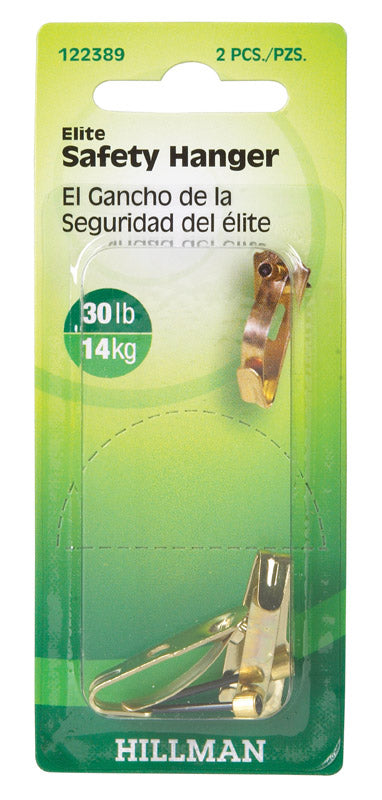 HILLMAN AnchorWire Brass-Plated Gold Safety Picture Hanger 30 lb 2 pk, Pack of 10