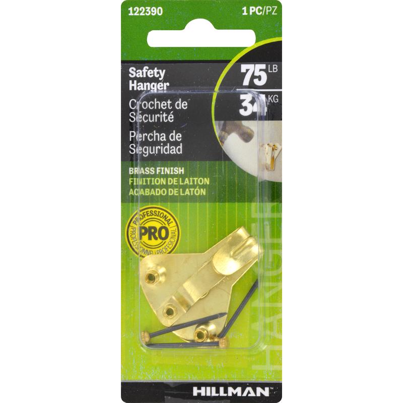 HILLMAN Brass-Plated Gold Professional Picture Hanger 75 lb 1 pk, Pack of 10