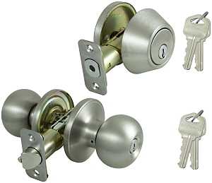 ProSource B9621BRA4F Deadbolt and Entry Lockset, Knob Handle, Ball Design, Stainless Steel, 3 Grade, Stainless Steel, Pack of 2