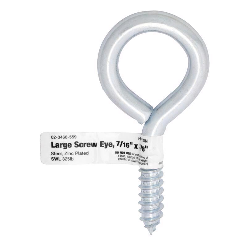 Hampton 7/16 in. D X 3-7/8 in. L Zinc-Plated Steel Screw Eye 325 lb. cap. 10 pk, Pack of 10