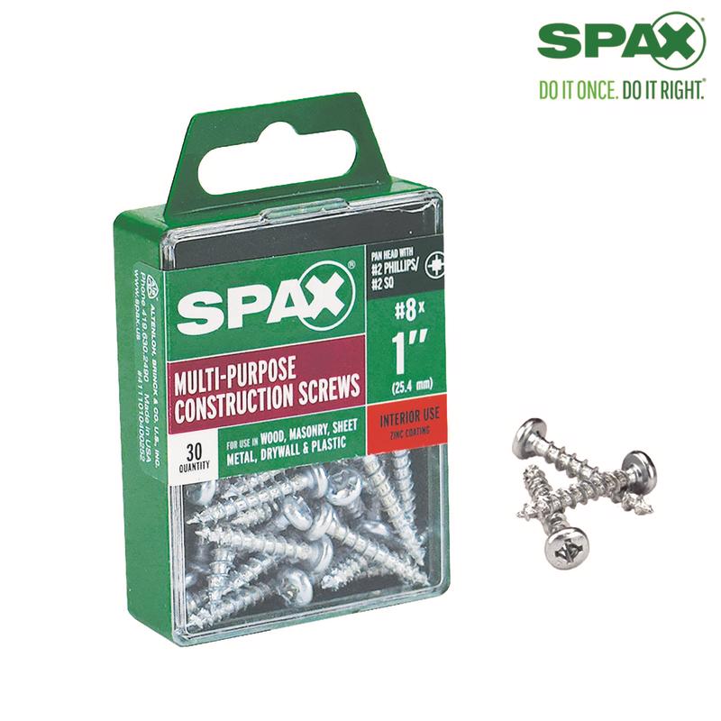 SPAX No. 8 X 1 in. L Phillips/Square Zinc-Plated Serrated Multi-Material Screw 30 pk