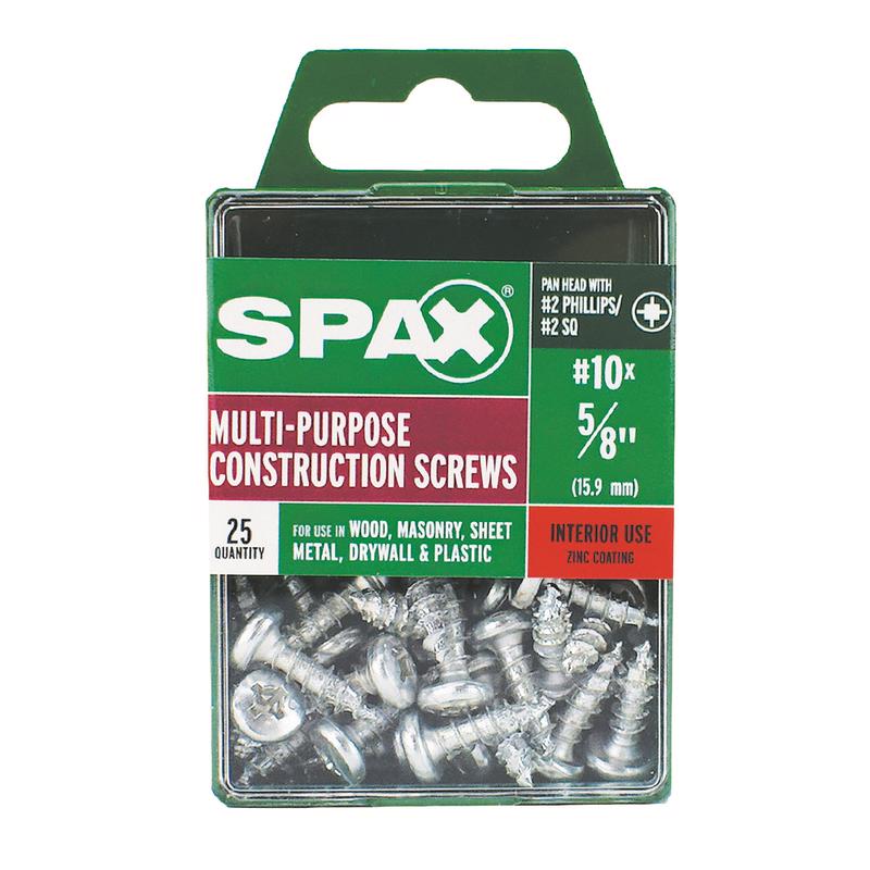 SPAX No. 10 X 5/8 in. L Phillips/Square Zinc-Plated Serrated Multi-Material Screw 25 pk