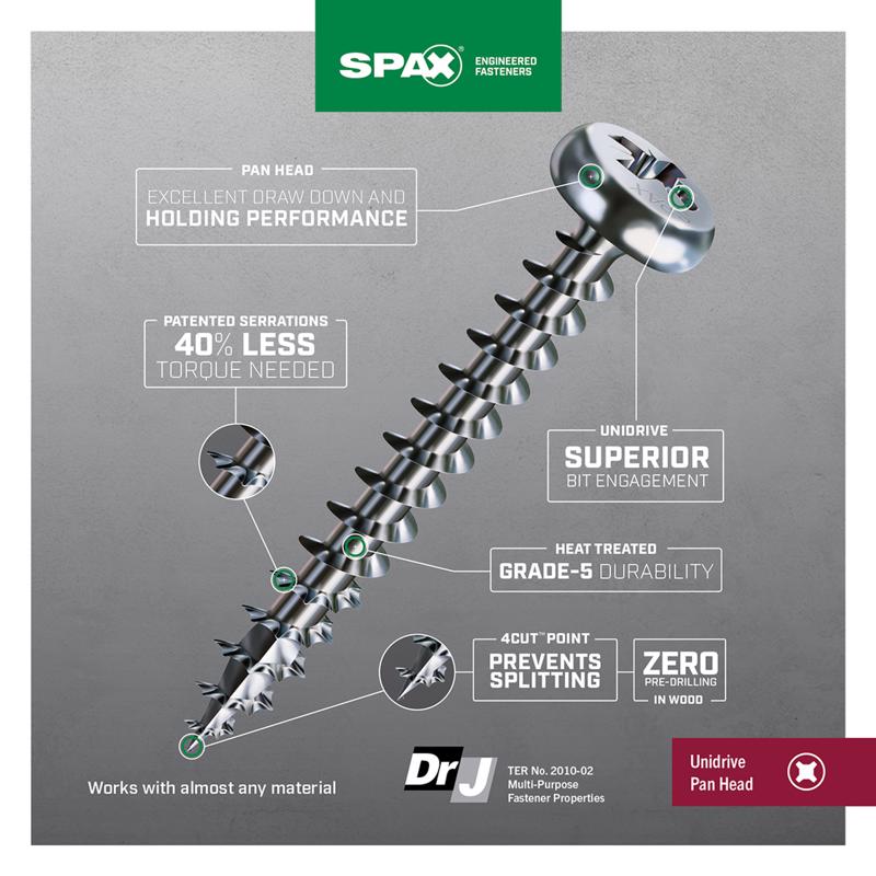 SPAX No. 10 X 5/8 in. L Phillips/Square Zinc-Plated Serrated Multi-Material Screw 25 pk