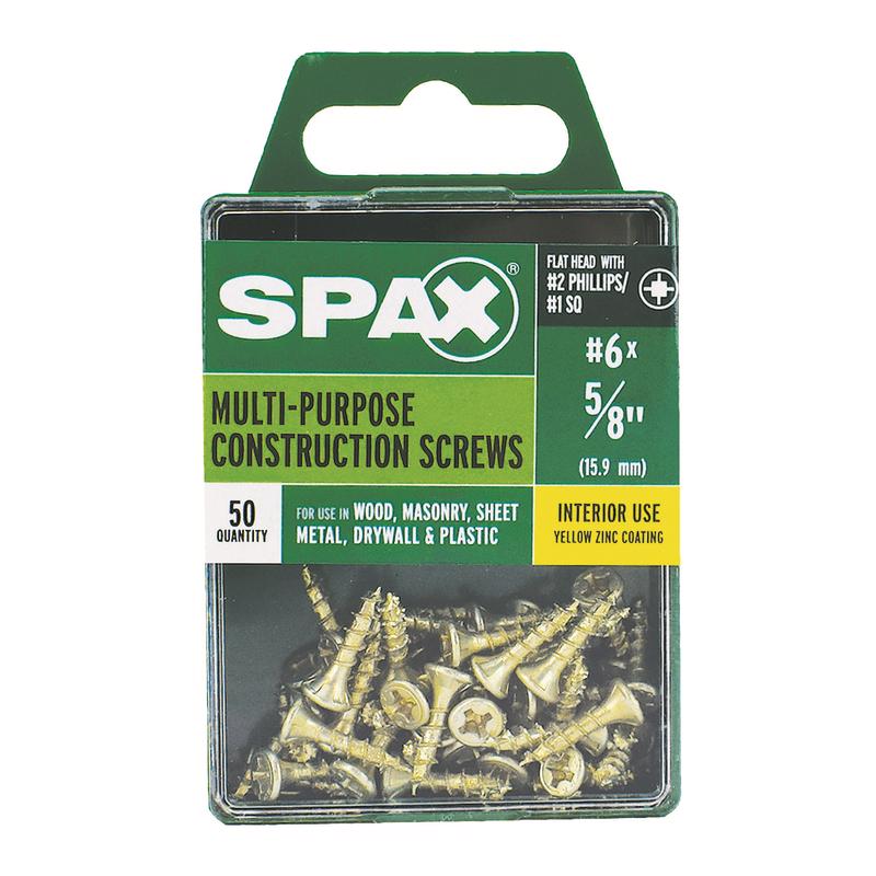 SPAX Multi-Material No. 6 Label X 5/8 in. L Unidrive Flat Head Serrated Construction Screws