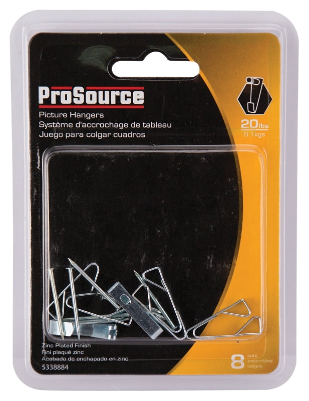 ProSource PH-121020-PS Picture Hanger, 20 lb, Steel, Zinc, Zinc, Nail