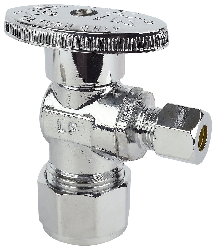 Plumb Pak PP2888EZ No Crimp Stop Valve, 1/2 x 1/4 in Connection, PEX Barbed x Compression, Brass Body