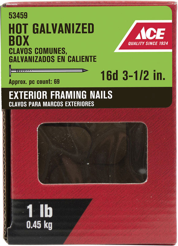 Ace 16D 3-1/2 in. Box Hot-Dipped Galvanized Steel Nail Flat Head