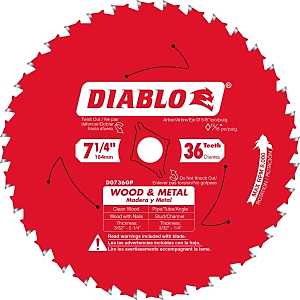 Diablo D0736GPA Circular Saw Blade, 7-1/4 in Dia, 5/8 in Arbor, 36-Teeth, TiCo Cutting Edge, Pack of 5