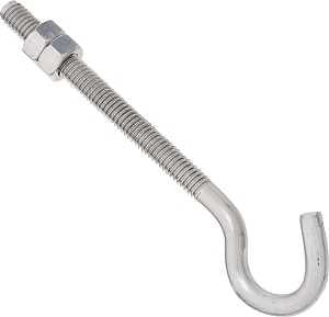 National Hardware 2163BC Series N221-713 Hook Bolt, 5/16-18 Thread, 3-1/4 in L Thread, 5 in L, Steel, Zinc-Plated