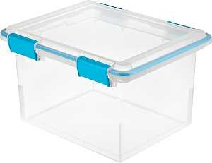 Sterilite 19334304 Gasket Box, Plastic, Blue Aquarium/Clear, 18-1/2 in L, 14-7/8 in W, 11-1/8 in H, Pack of 4