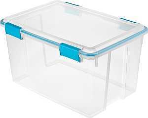 Sterilite 19344304 Gasket Box, Plastic, Blue Aquarium/Clear, 22-1/2 in L, 16 in W, 12-3/4 in H, Pack of 4