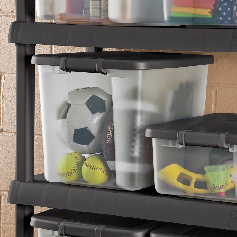 Sterilite 19373V06 Shelf Tote, Plastic, Clear, 19-7/8 in L, 15-1/2 in W, 14-3/4 in H, Pack of 6