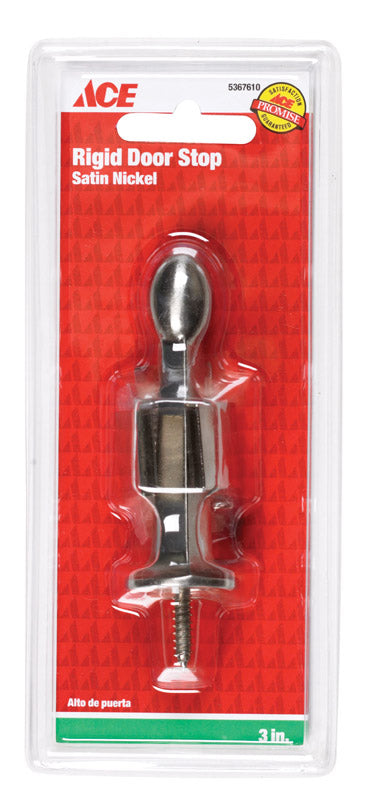 Ace 3 in. W Metal Satin Nickel Silver Rigid Door Stop w/Holder Mounts to door and wall 5/32 in., Pack of 5