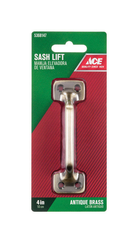 Ace 4 in. L Antique Brass Brass Universal Sash Lift Handle 1 pk, Pack of 5