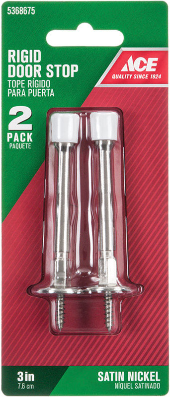 Ace 3 in. W Metal Satin Nickel Bronze Rigid Door Stop Mounts to door and wall 1/8 in., Pack of 5