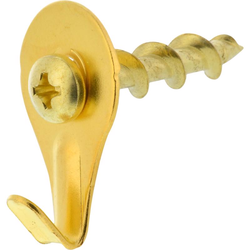 HILLMAN WALL DOG Brass-Plated Gold Self-Drilling Picture Hanger 50 lb 3 pk, Pack of 10