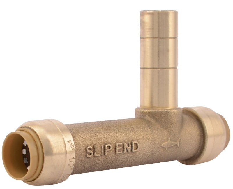 SharkBite U4482LFA Adapter Service Pipe Tee, 1/2 in, Push-Fit, Brass, 200 psi Pressure