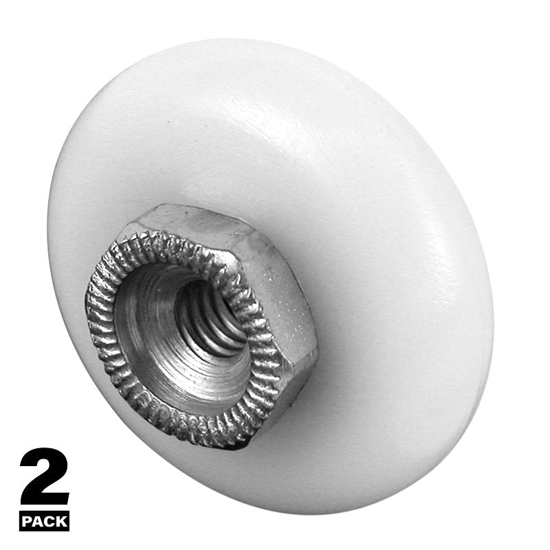 Prime-Line M 6000 Tub Enclosure Round Roller, Plastic, White, For: Up to 5/16 in Thickness Glasses