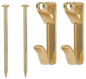 ProSource PH-122310-PS Picture Hanger, 100 lb, Steel, Polished Brass, Brass, Nail
