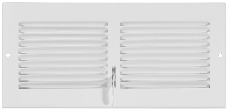 Imperial RG0578 Sidewall Register, 10 in L, 6 in W, 20 deg Air Deflection, Steel, White
