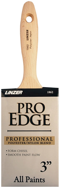 Linzer 1862-3 Paint Brush, 3 in W, 3-1/4 in L Bristle, Nylon/Polyester Bristle, Beaver Tail, Varnished Handle