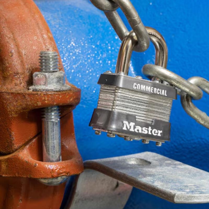 Master Lock 1-5/16 in. H X 1-3/4 in. W Laminated Steel 4-Pin Cylinder Exterior Padlock, Pack of 6