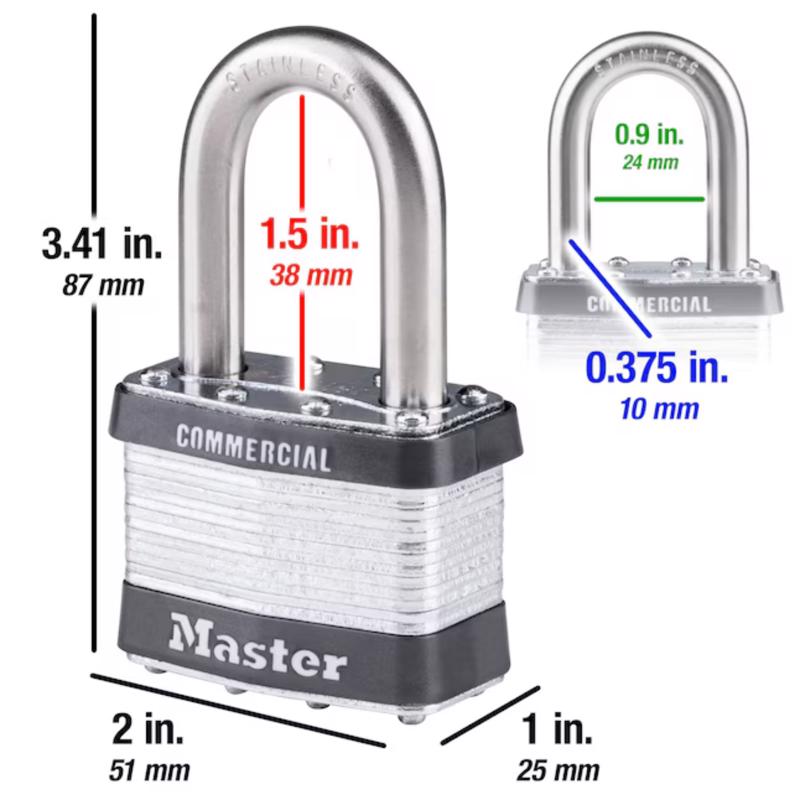Master Lock 1-1/2 in. H X 7/8 in. W X 2 in. L Steel 4-Pin Cylinder Exterior Padlock, Pack of 6