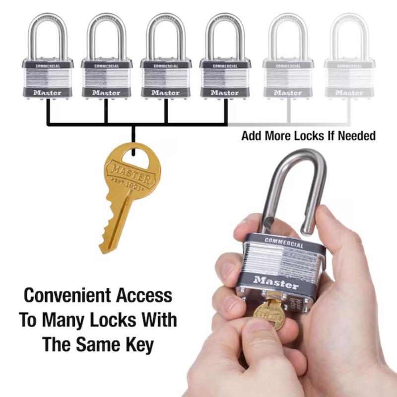 Master Lock 1-1/2 in. H X 7/8 in. W X 2 in. L Steel 4-Pin Cylinder Exterior Padlock, Pack of 6