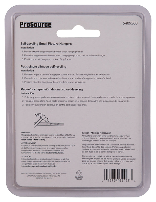 ProSource PH-121140-PS Frame Hanger, 4.5 lb, Steel, Zinc, Zinc, Nail-In Mounting